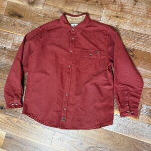 Legendary Whitetails Men's Dark Orange Flannel Shirt w/ Corduroy Trim. Size XL.